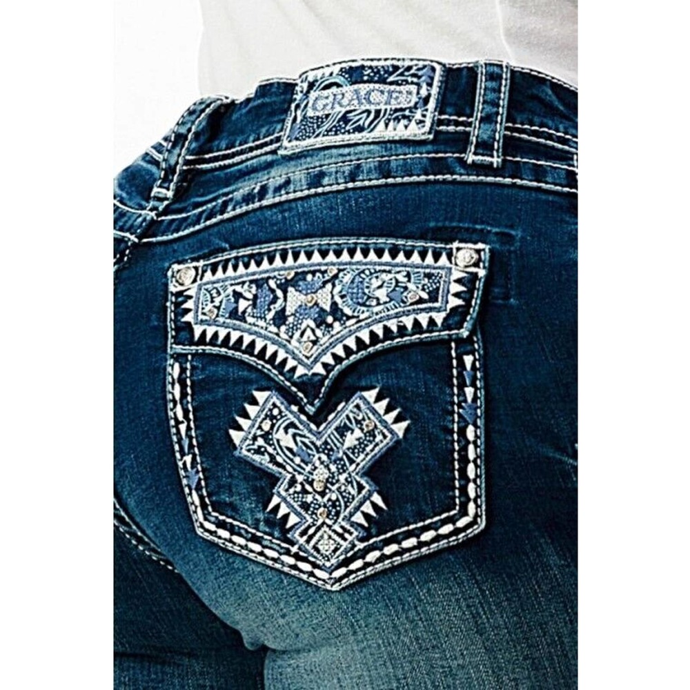 Grace in LA Women's Blue Boot Cut Jeans